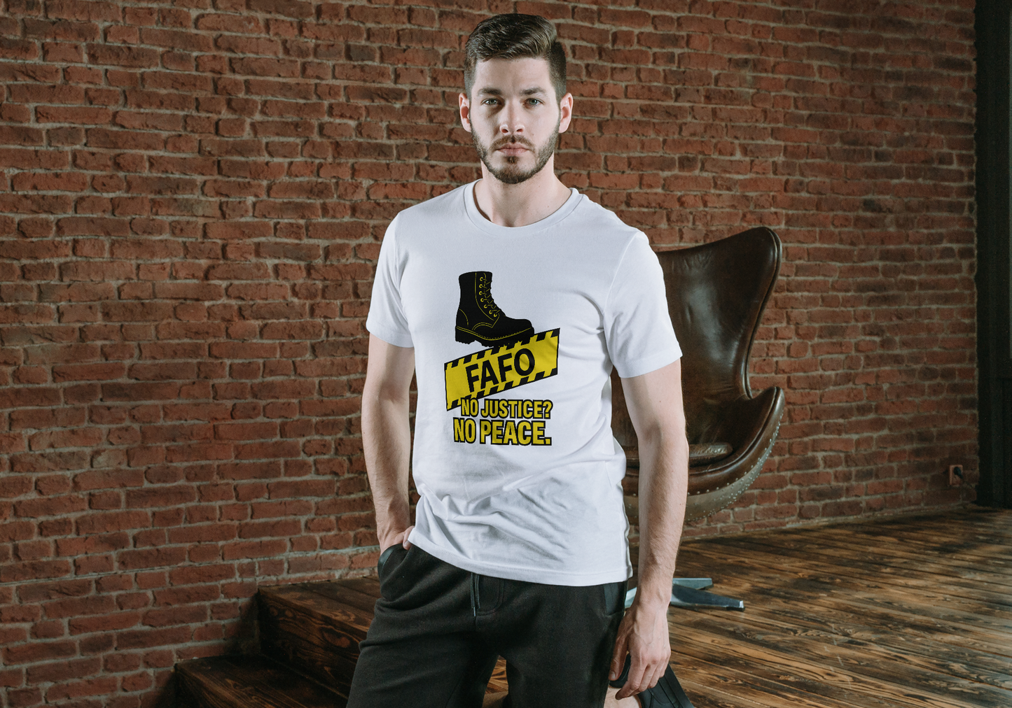 FAF0 Ringer Tee – “No Justice? No Peace.” Protest Shirt