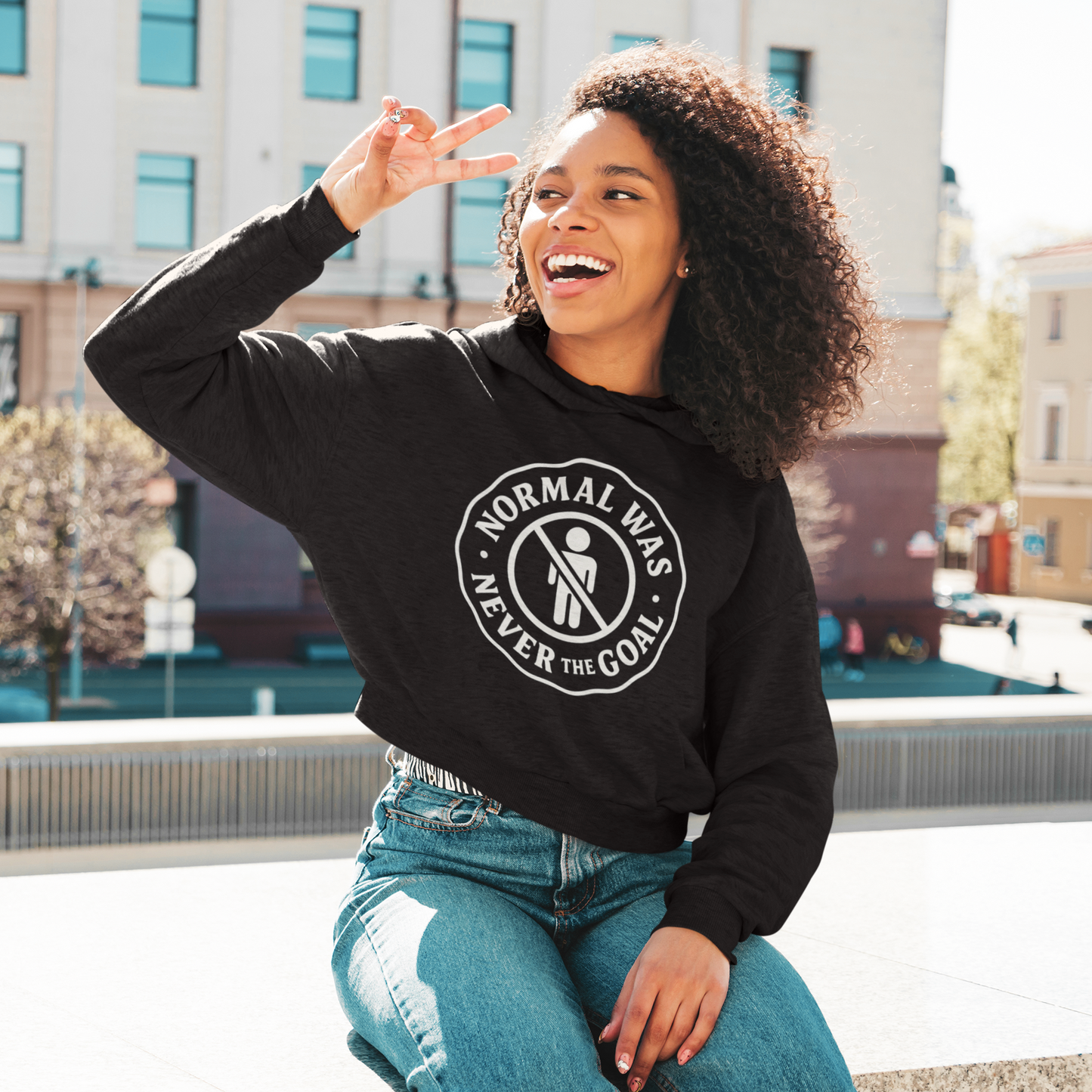 Normal Was Never the Goal – Cropped Statement Hoodie